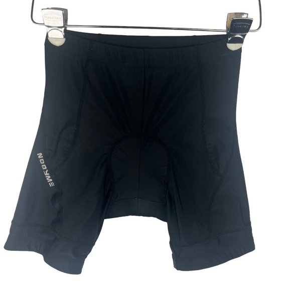 NOOYME Shorts Women's Size Small Cycling Padded Reflective Logo Mid Thigh Black - Picture 8 of 8
